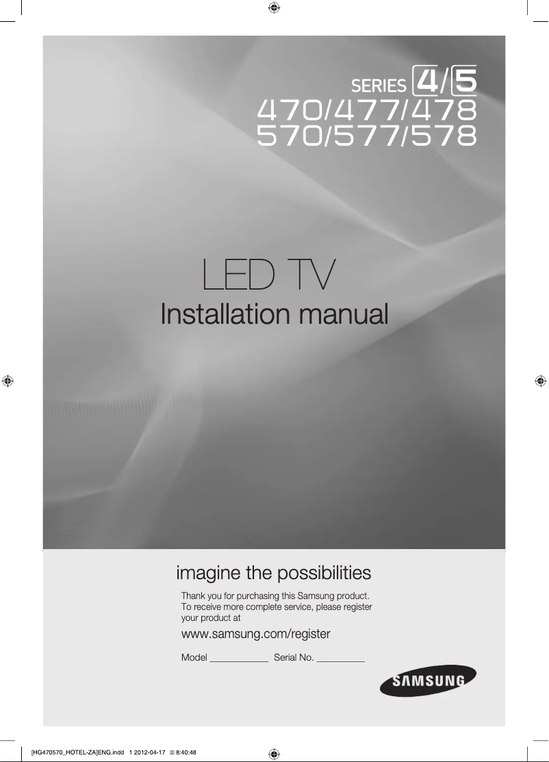 Page n°1 - Mode d'emploi Samsung HG39NA577CF