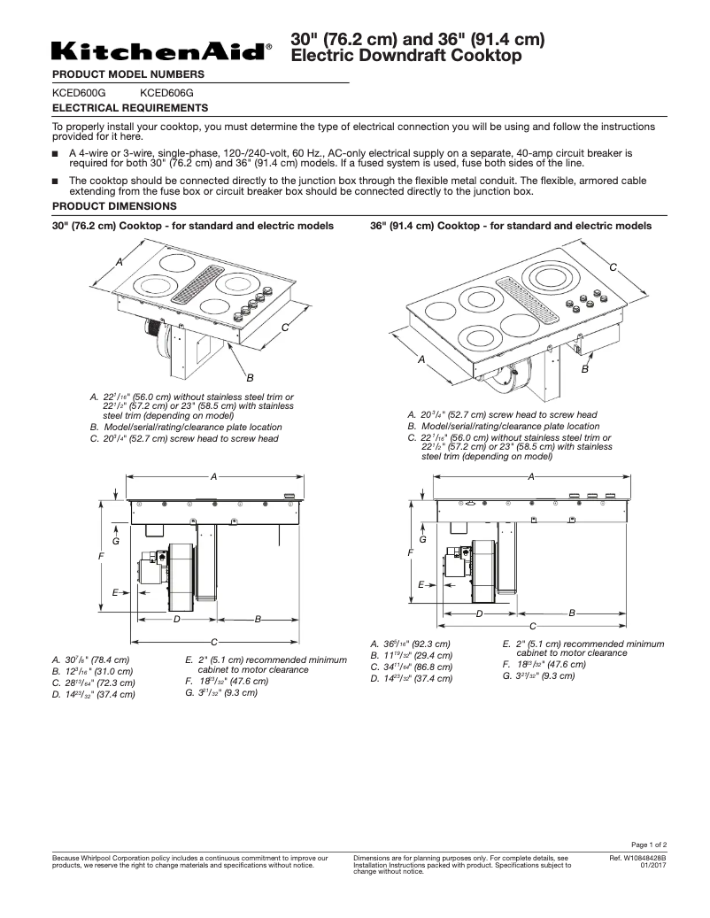 Page n°1 - Fiche technique KitchenAid KCED600GSS