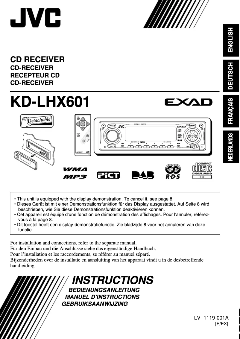 Page 1 de la notice Manuel utilisateur JVC KD-LHX601