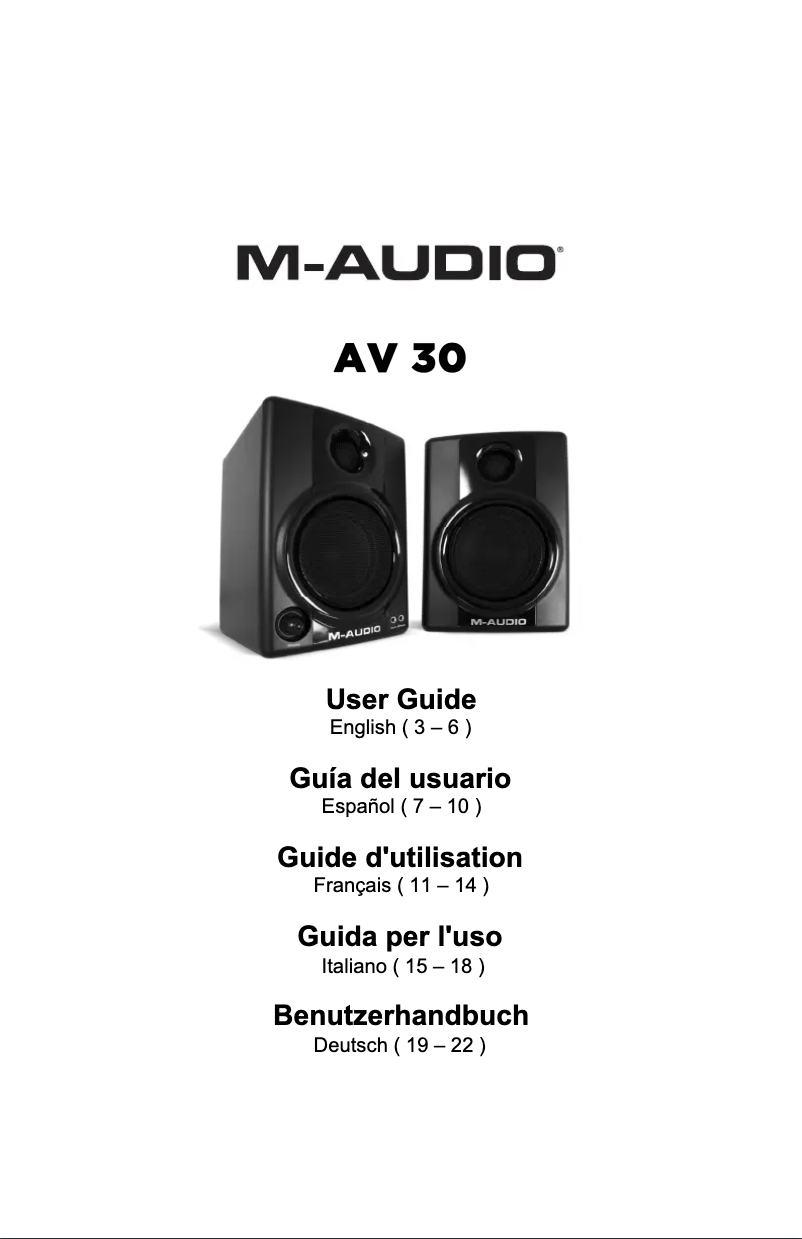 Page 1 de la notice Manuel utilisateur M-Audio Studiophile AV30