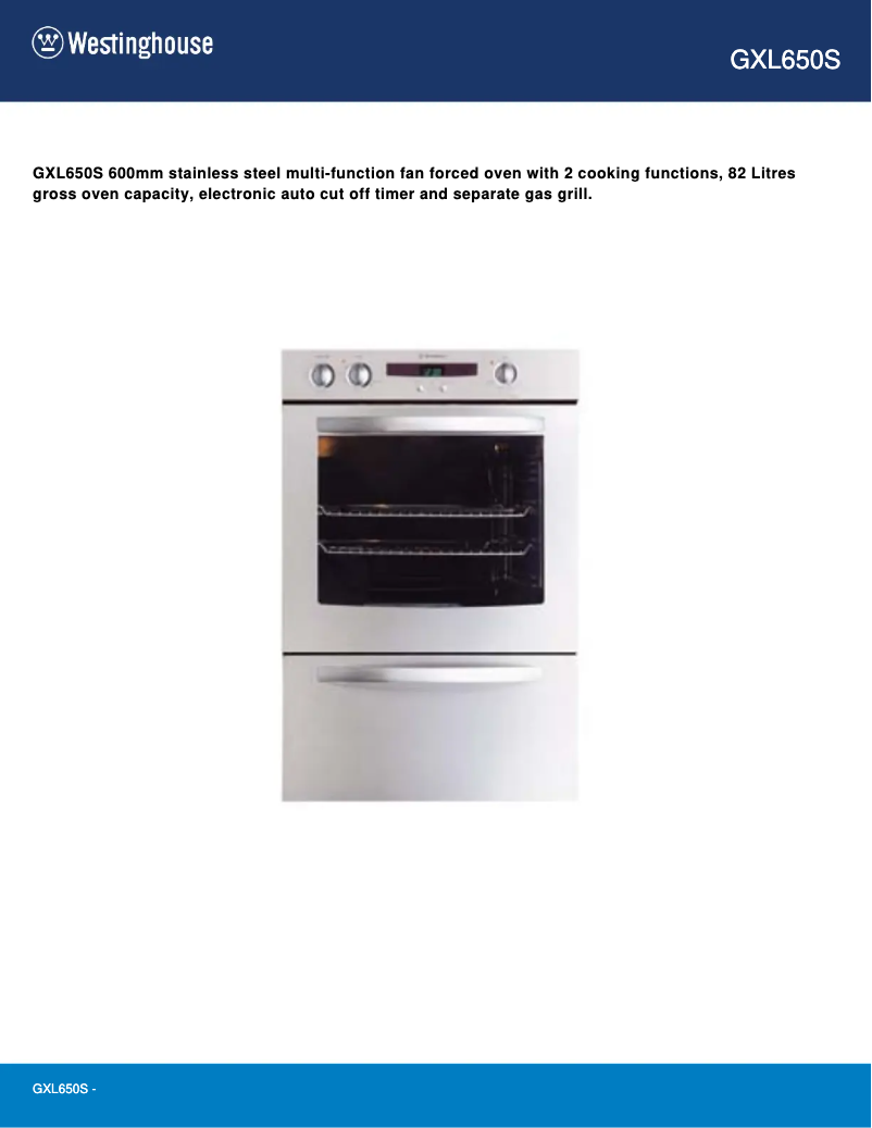Page 1 de la notice Manuel utilisateur Westinghouse GXL650S