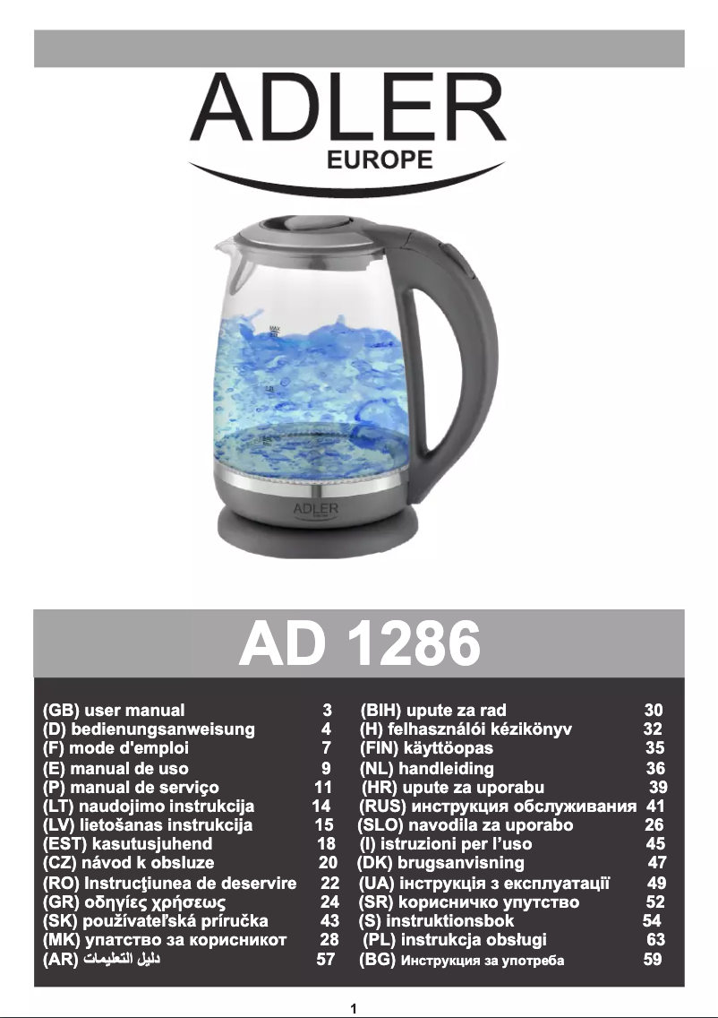 Page n°1 - Manuel utilisateur Adler AD 1286