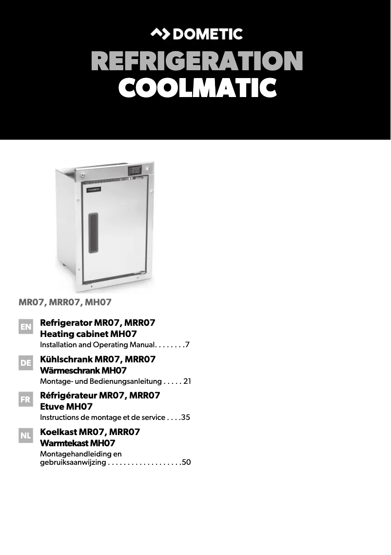 Page 1 de la notice Manuel utilisateur Dometic CoolMatic MH 07
