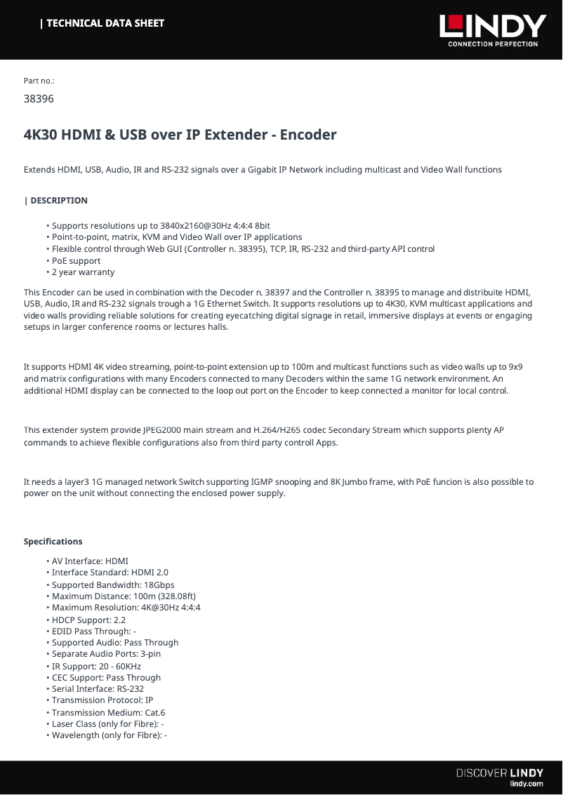 Page 1 de la notice Manuel utilisateur Lindy 38396