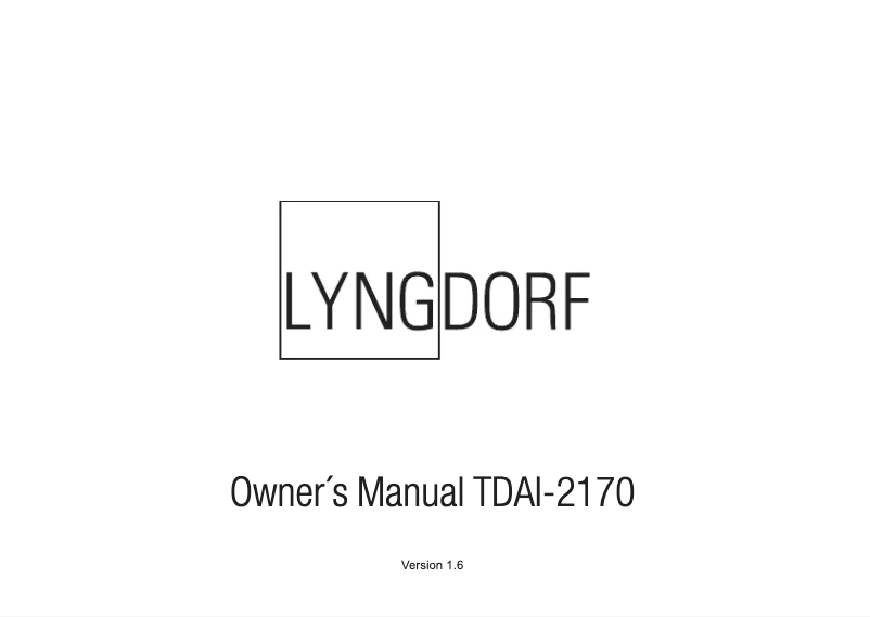 Page n°1 - Manuel utilisateur Lyngdorf TDAI-2170