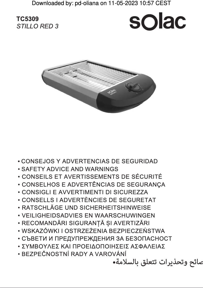 Image de la première page du manuel de l'appareil Stillo Red 3 TC5309