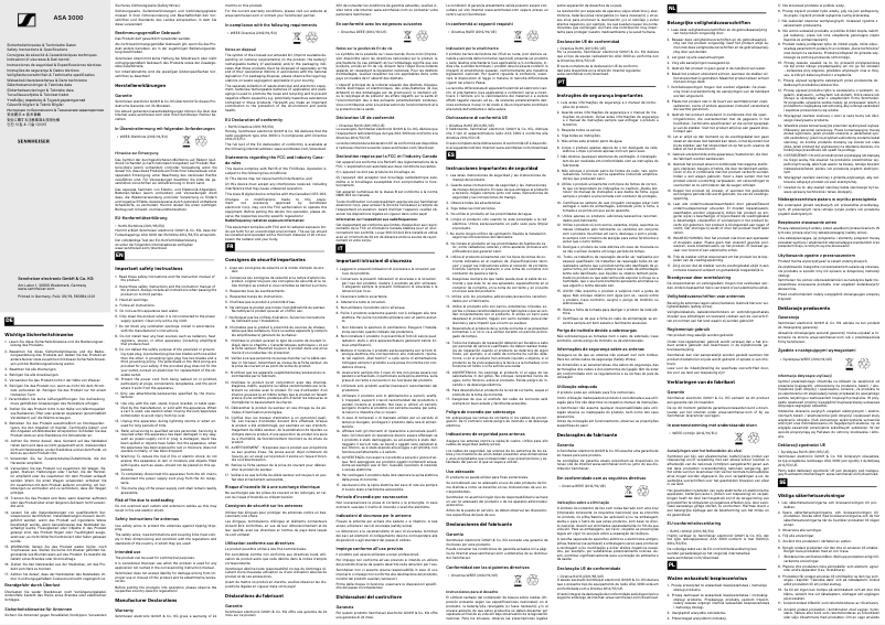 Page 1 of the manual Safety Instructions Sennheiser ASA 3000