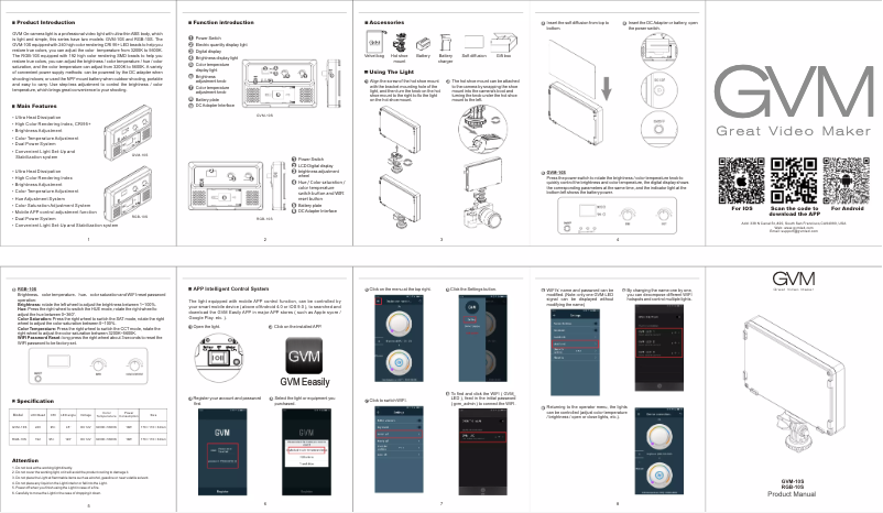 Page n°1 - Manuel utilisateur GVM RGB-10S