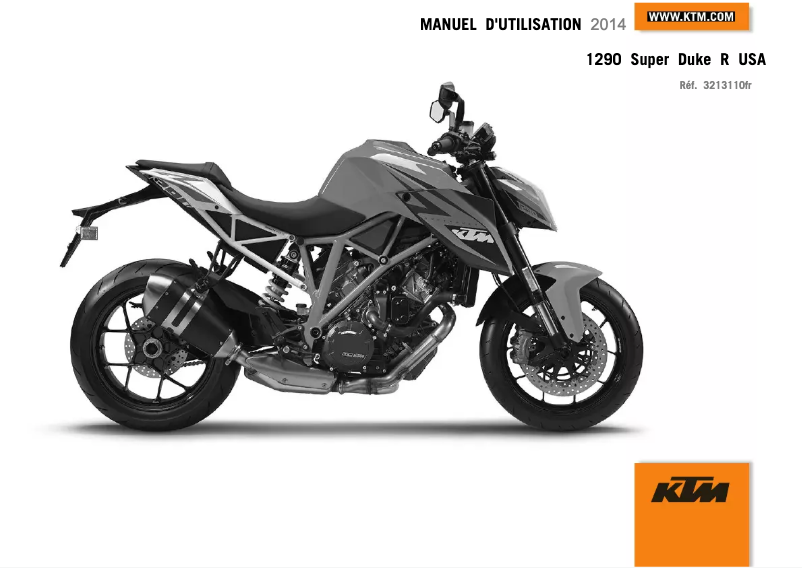 Page 1 de la notice Manuel utilisateur KTM 1290 Super Duke R (2014)