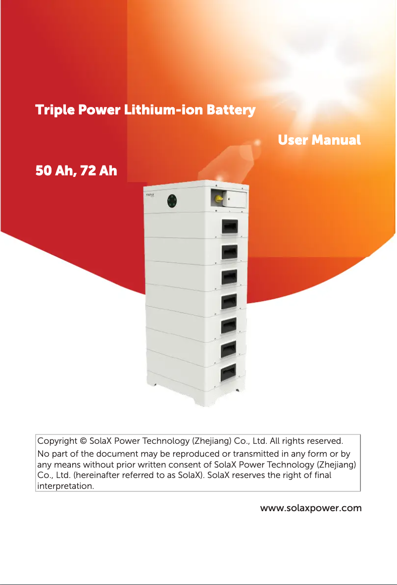 Page 1 de la notice Manuel utilisateur SolaX Power T-BAT HS21.6