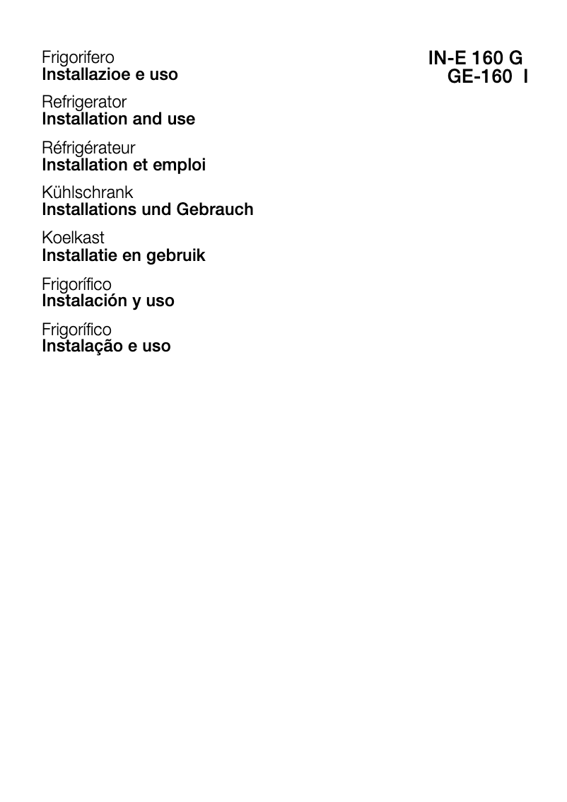 Page 1 de la notice Manuel utilisateur Indesit IN-E 160 G