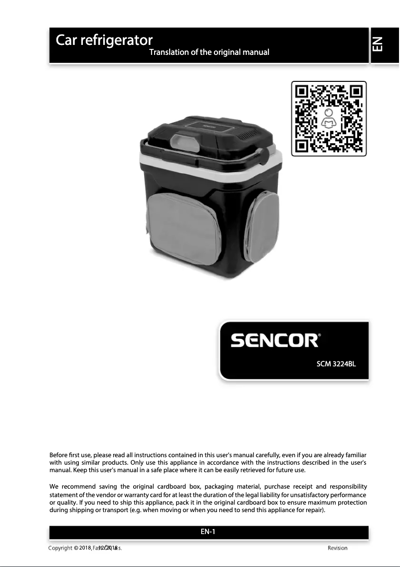 Page 1 de la notice Manuel utilisateur Sencor SCM 3224BL