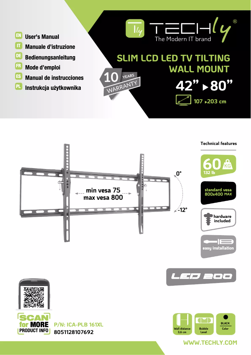 Page 1 de la notice Manuel utilisateur Techly ICA-PLB 161XL