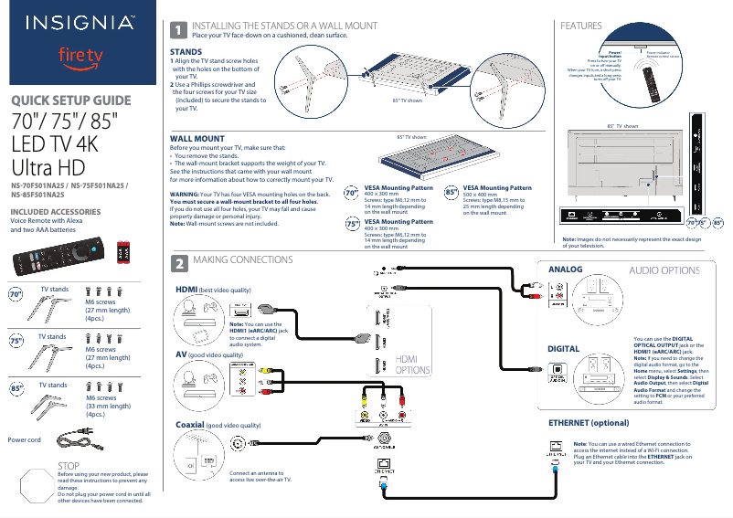 Imagen de la primera página del manual del dispositivo NS-75F501NA25