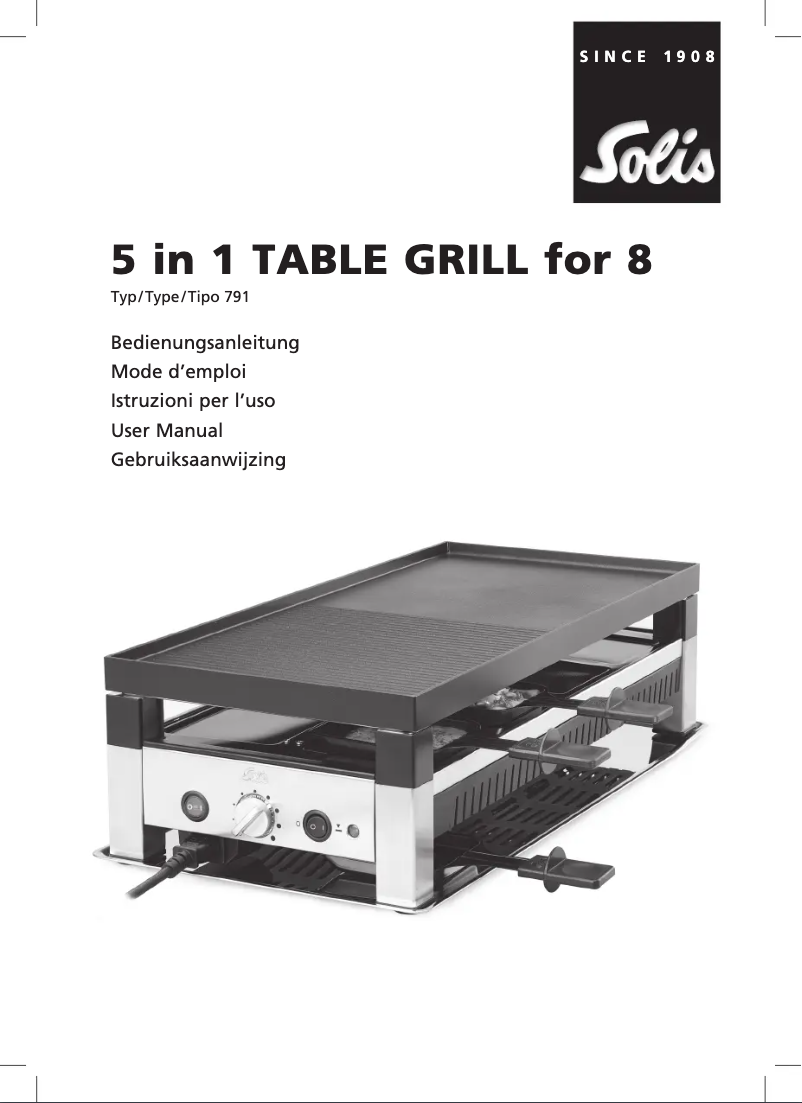 Image de la première page du manuel de l'appareil 5 in 1 Table Grill 791