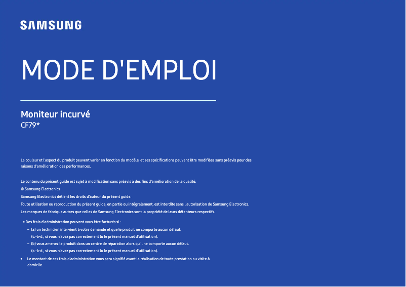 Page 1 de la notice Manuel utilisateur Samsung LC34F791WQMXUE