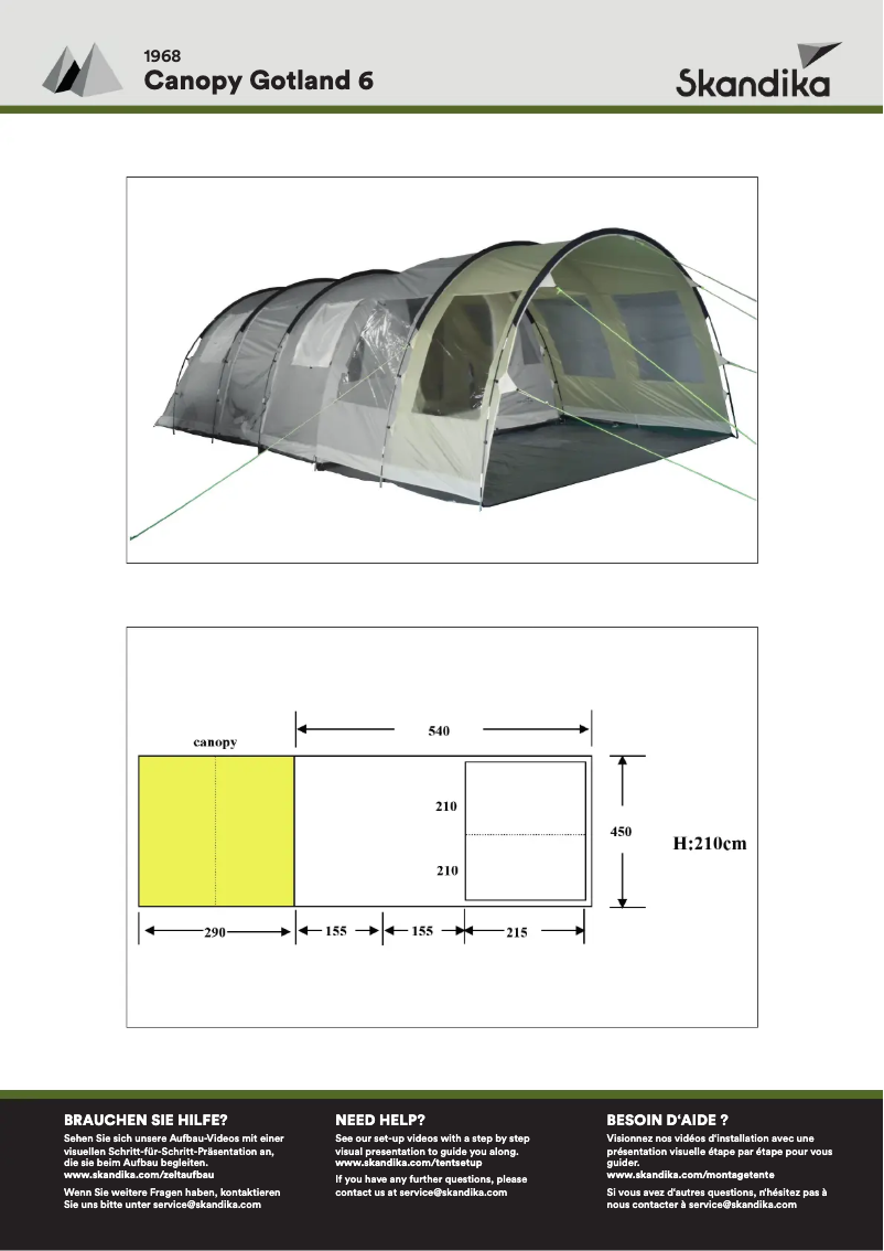Page n°1 - Manuel utilisateur Skandika Canopy Gotland 6