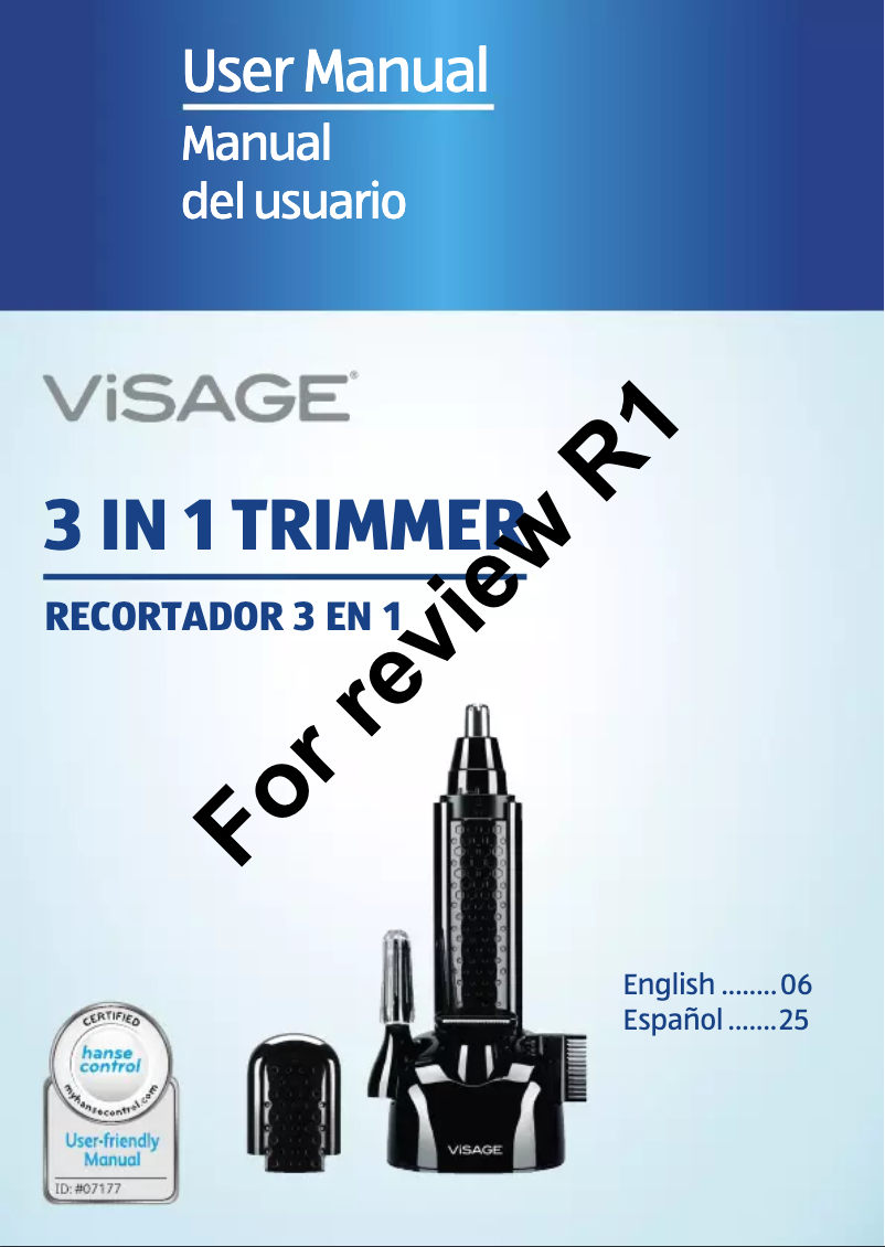 Page n°1 - Manuel utilisateur Visage 3 in 1 Trimmer 95597
