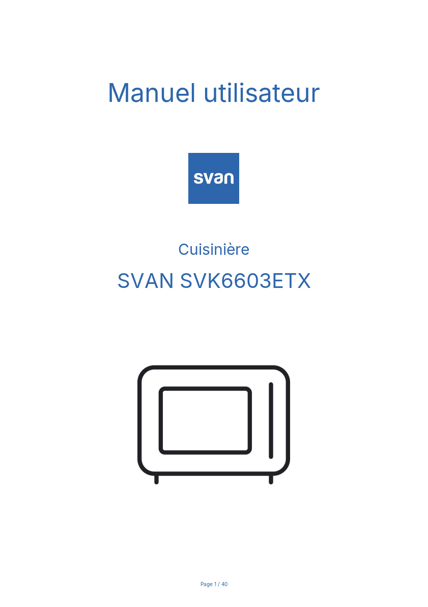 Page n°1 - Manuel utilisateur SVAN SVK6603ETX