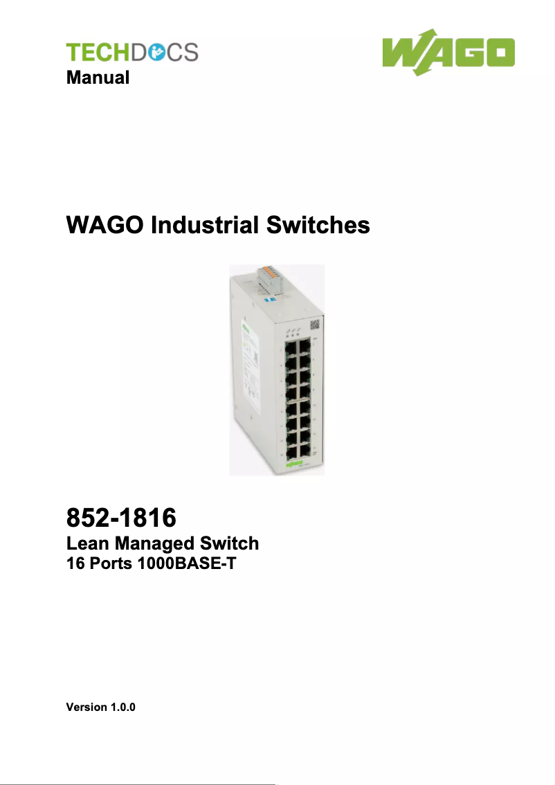 Page 1 de la notice Manuel utilisateur Wago 852-1816