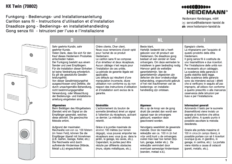Image de la première page du manuel de l'appareil HX Twin 70802