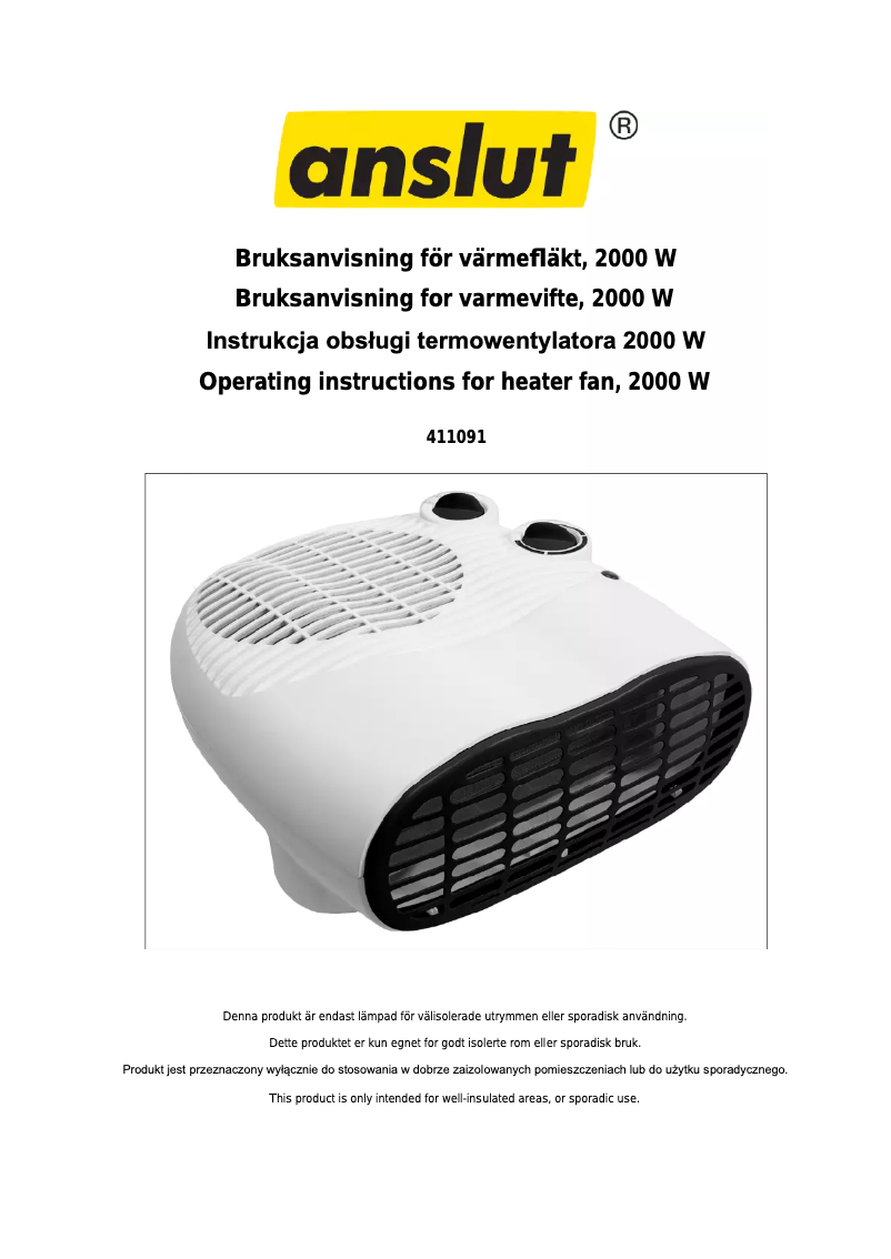 Page 1 de la notice Manuel utilisateur Anslut 411-091