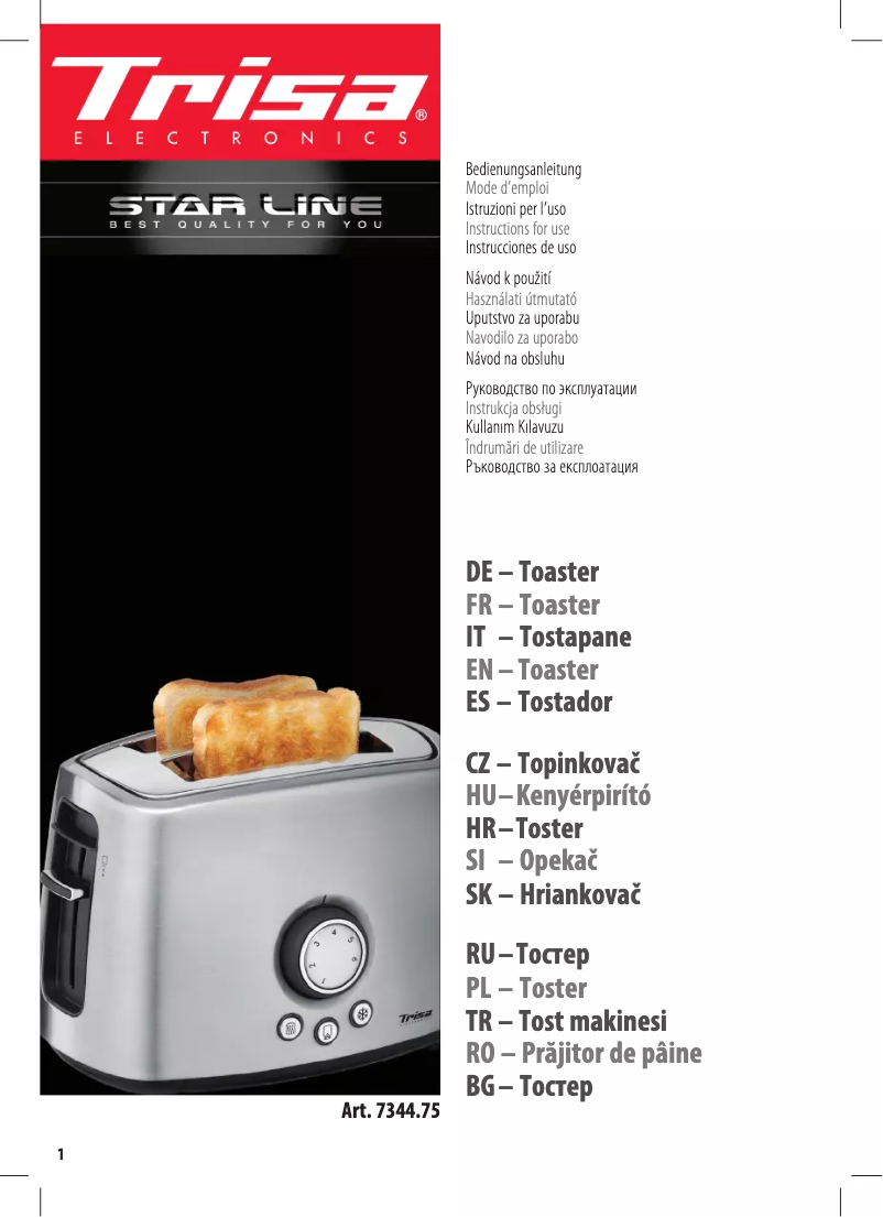 Page n°1 - Manuel utilisateur Trisa My Toast