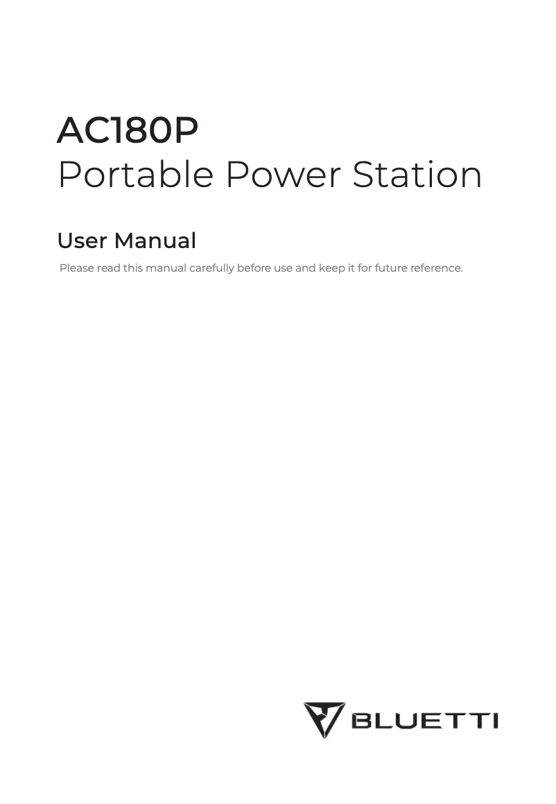 Image de la première page du manuel de l'appareil AC180P