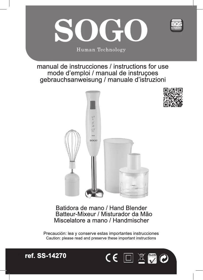 Page n°1 - Manuel utilisateur Sogo SS-14270