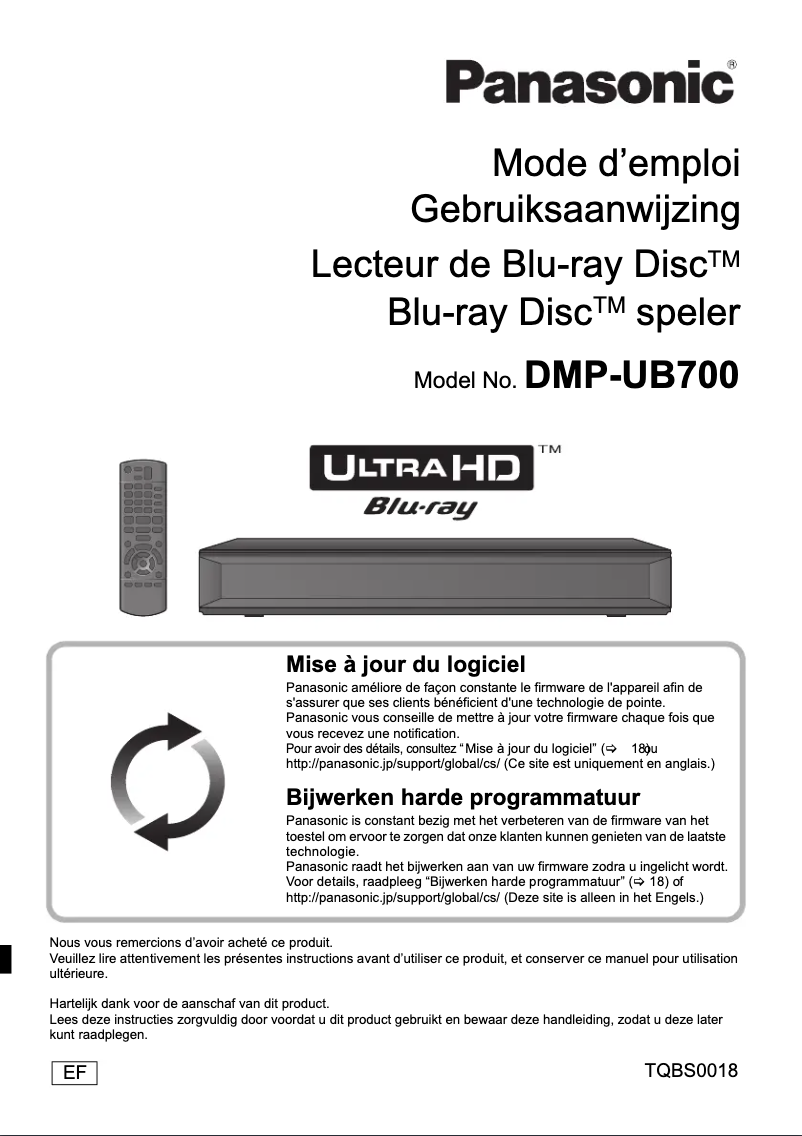 Imagen de la primera página del manual del dispositivo DMP-UB700