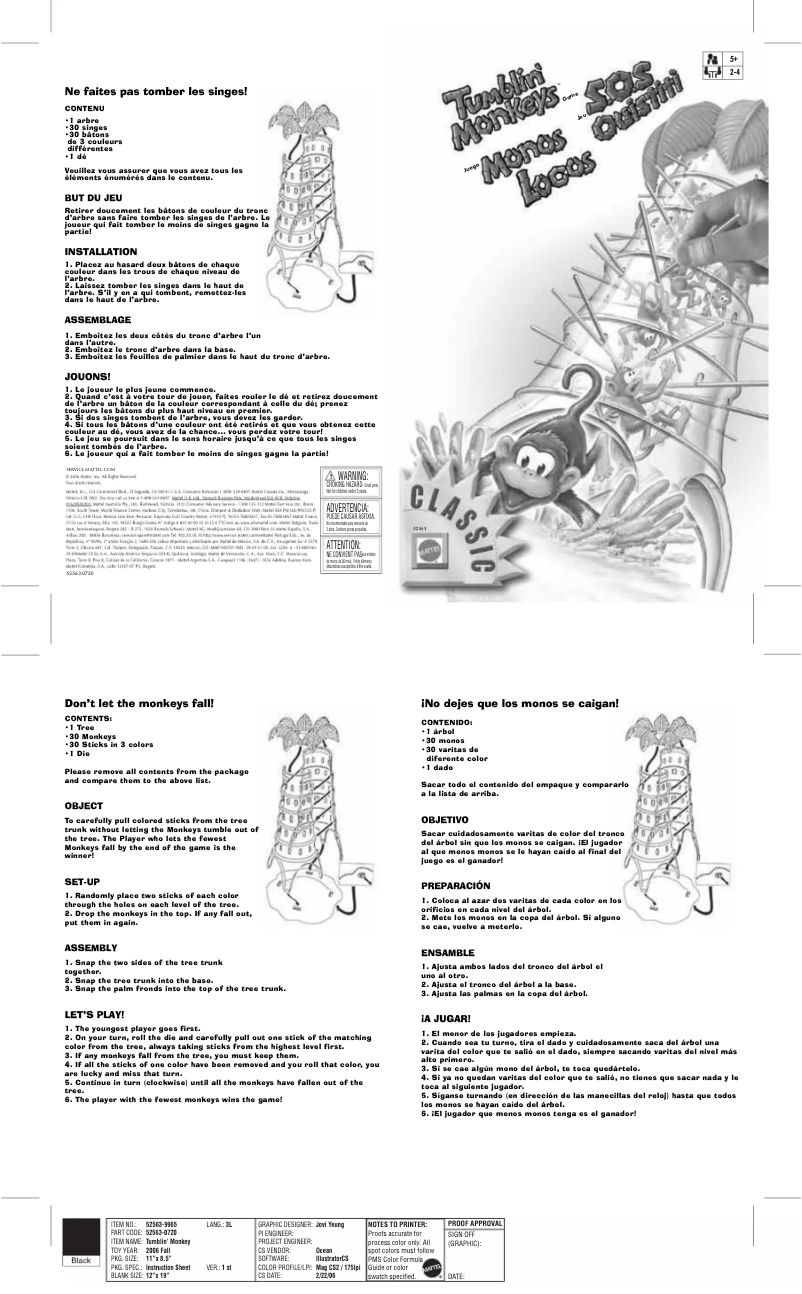 Página 1 del manual Manual de usuario Mattel Tumblin' Monkeys