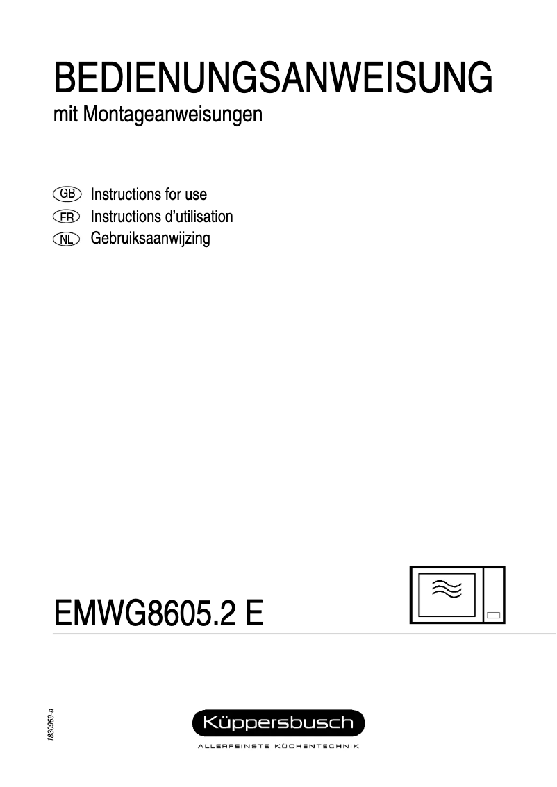 Page 1 de la notice Manuel utilisateur Küppersbusch EMWG8605.2