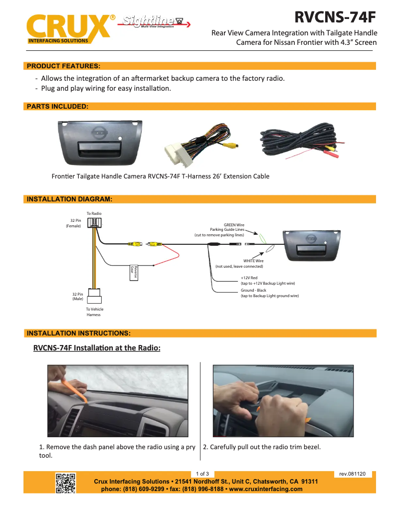 Image de la première page du manuel de l'appareil RVCNS-74F