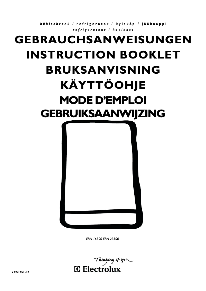 Page 1 de la notice Manuel utilisateur Electrolux ERN 23500