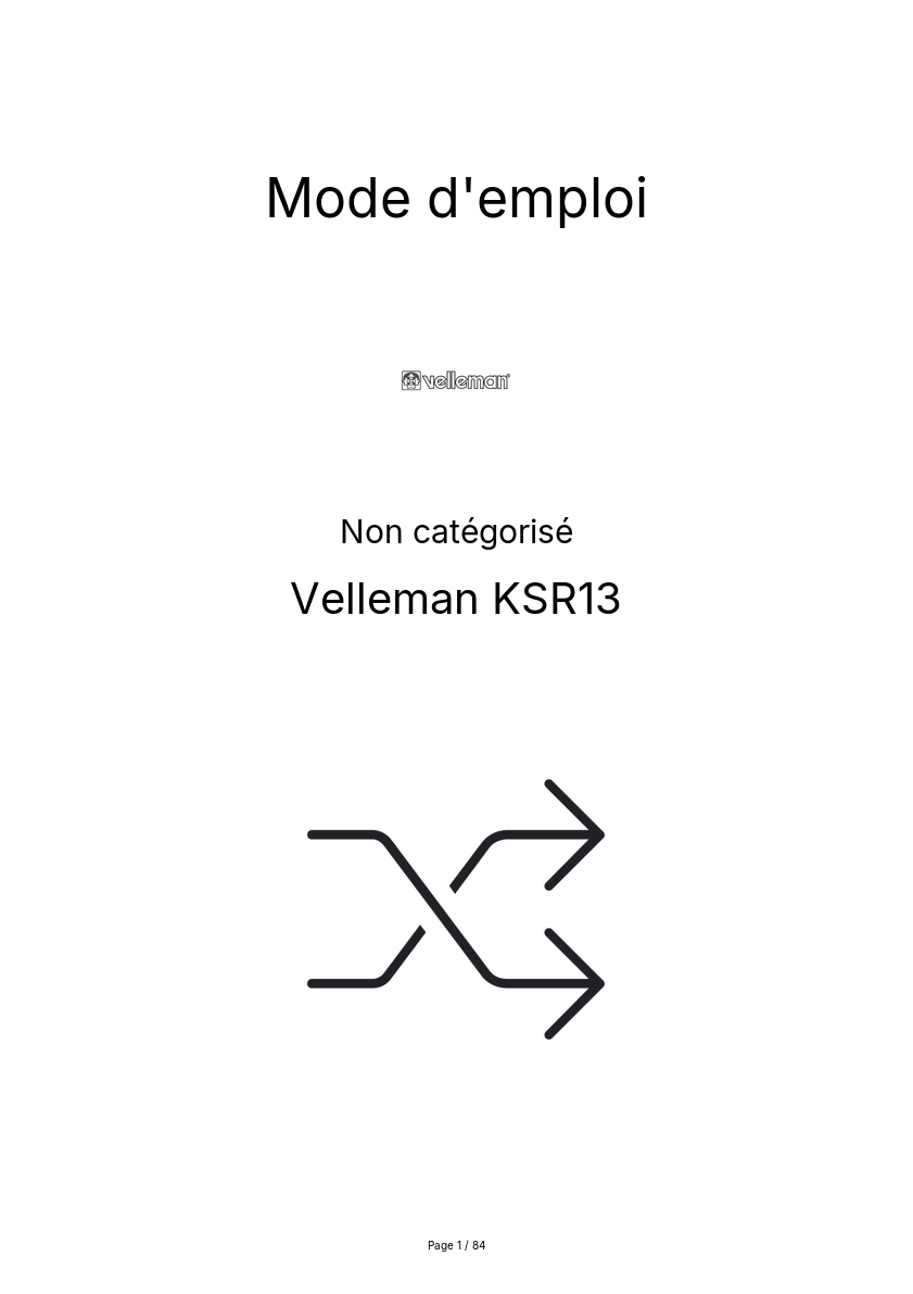 Page n°1 - Mode d'emploi Velleman KSR13