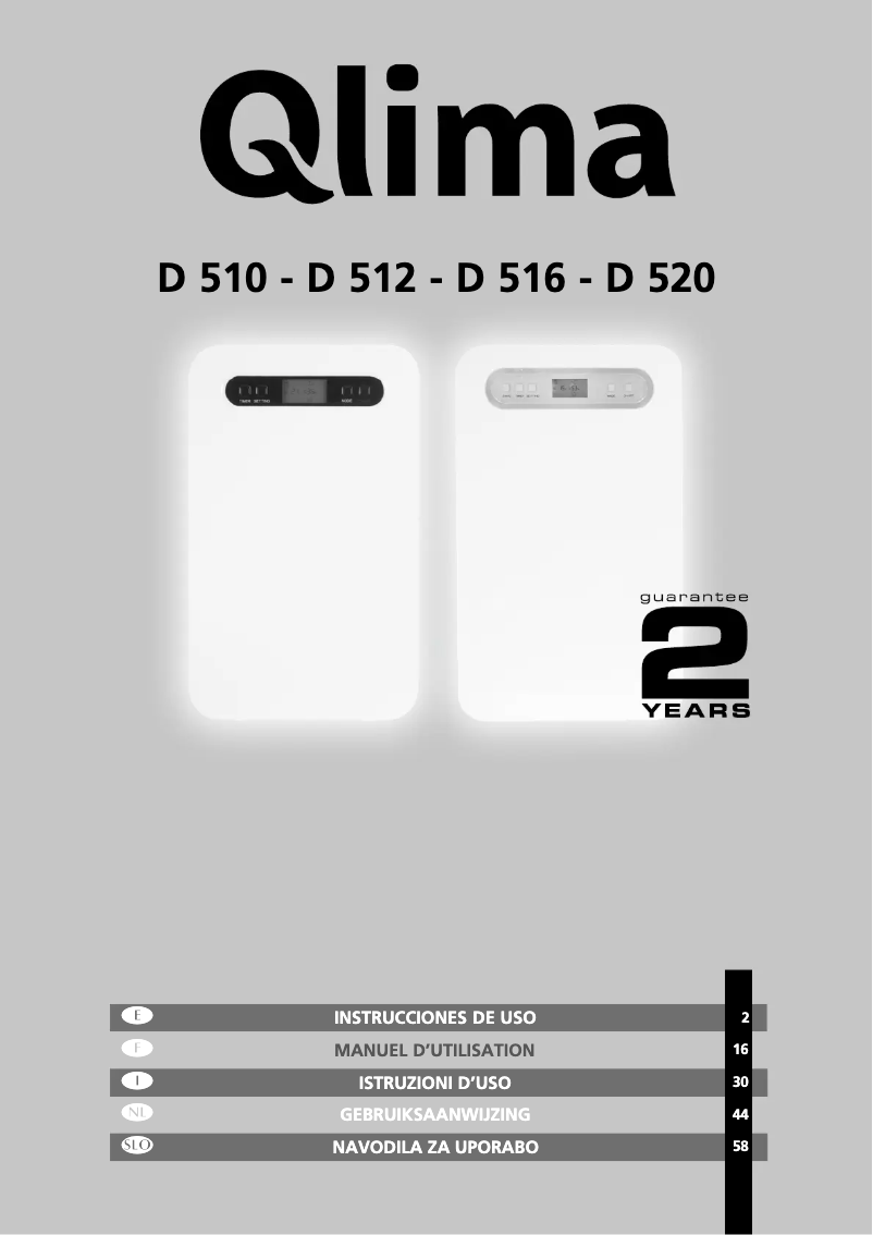 Page 1 de la notice Manuel utilisateur Qlima D 510