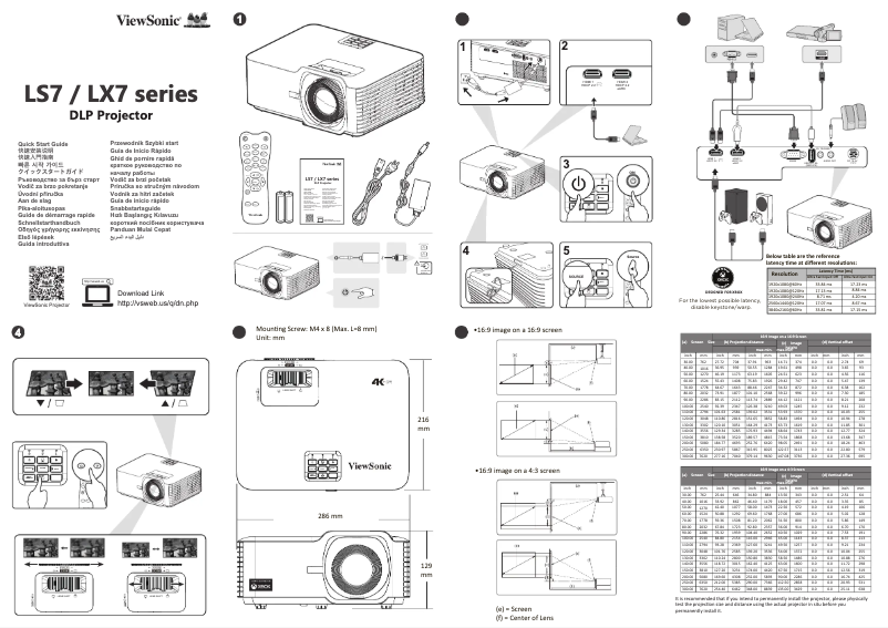 Page 1 de la notice Guide de démarrage rapide Viewsonic LS710-4KE