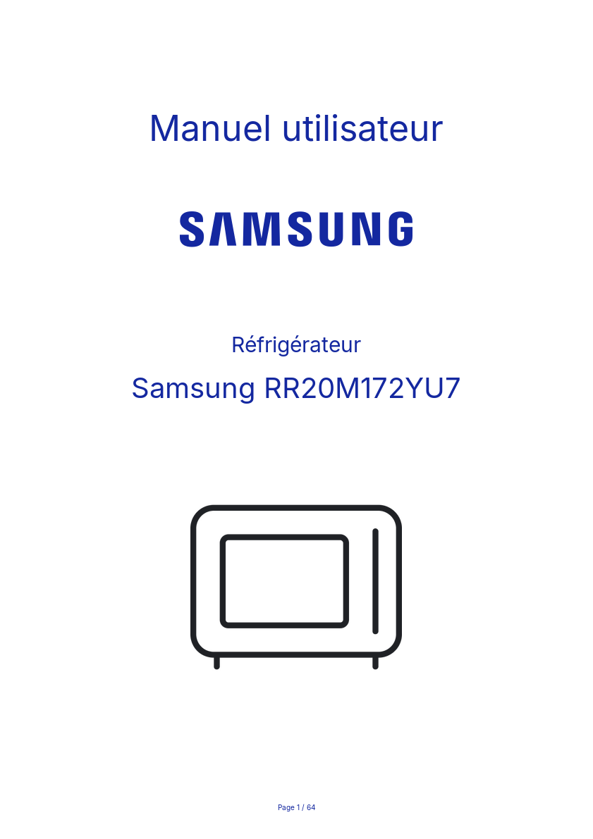 Page n°1 - Manuel utilisateur Samsung RR20M172YU7