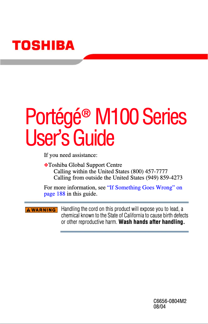 Page n°1 - Manuel utilisateur Toshiba Portege M100