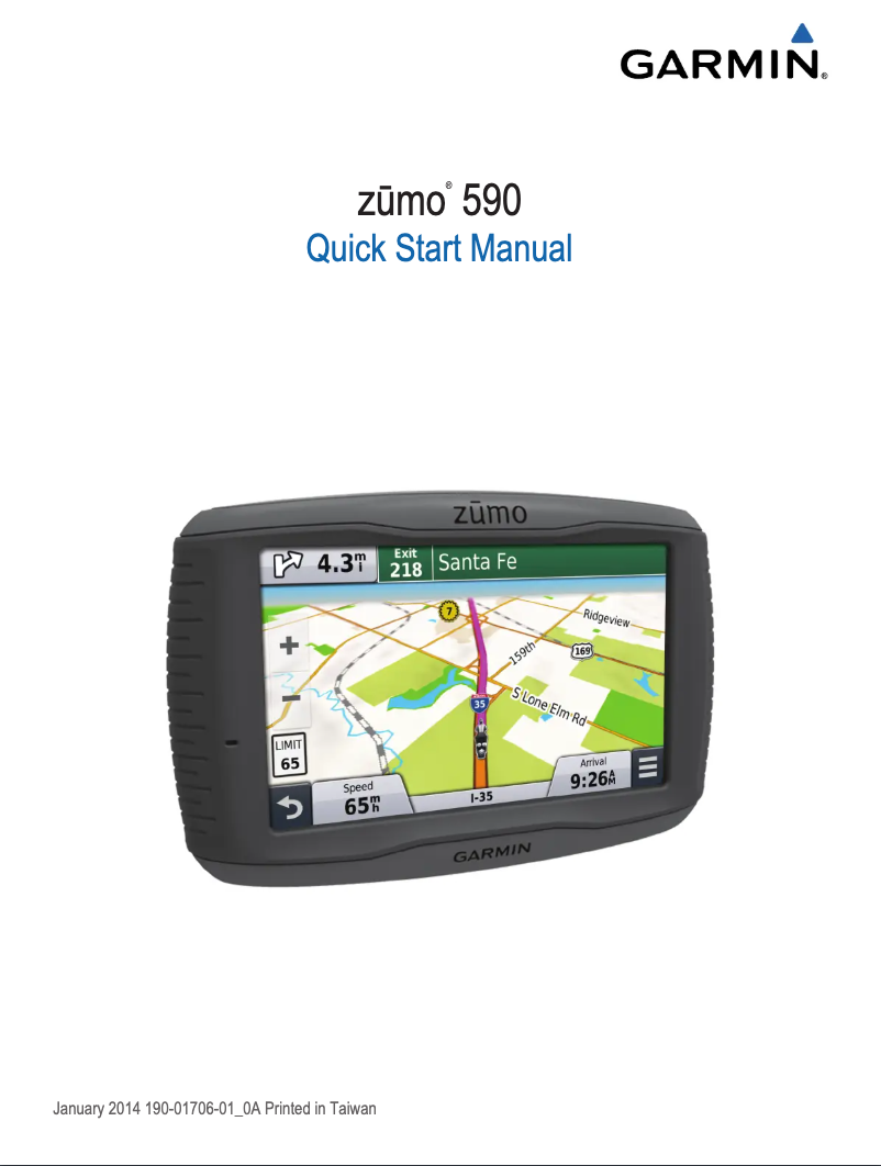 Page n°1 - Guide de démarrage rapide Garmin Zumo 590