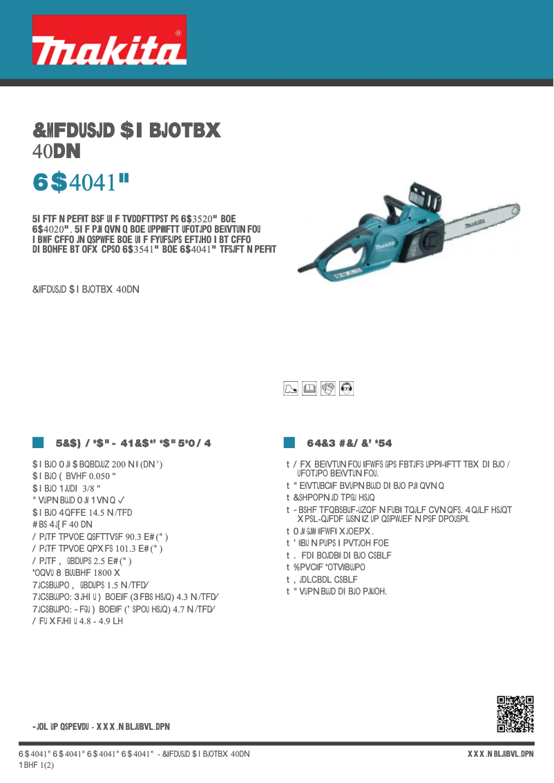 Page 1 de la notice Fiche technique Makita UC4041A