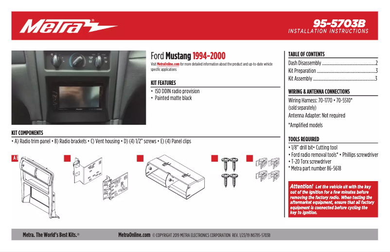 Page n°1 - Guide d'installation Metra 95-5703B