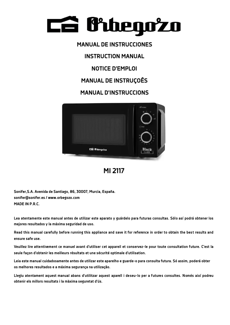 Page n°1 - Manuel utilisateur Orbegozo MI 2117