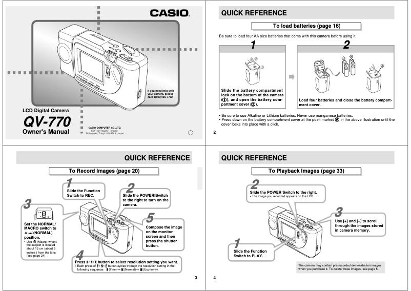 Page n°1 - Manuel utilisateur Casio QV-770