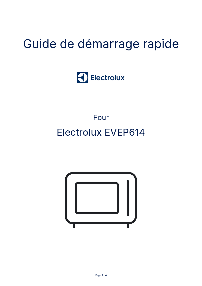 Page n°1 - Guide de démarrage rapide Electrolux EVEP614