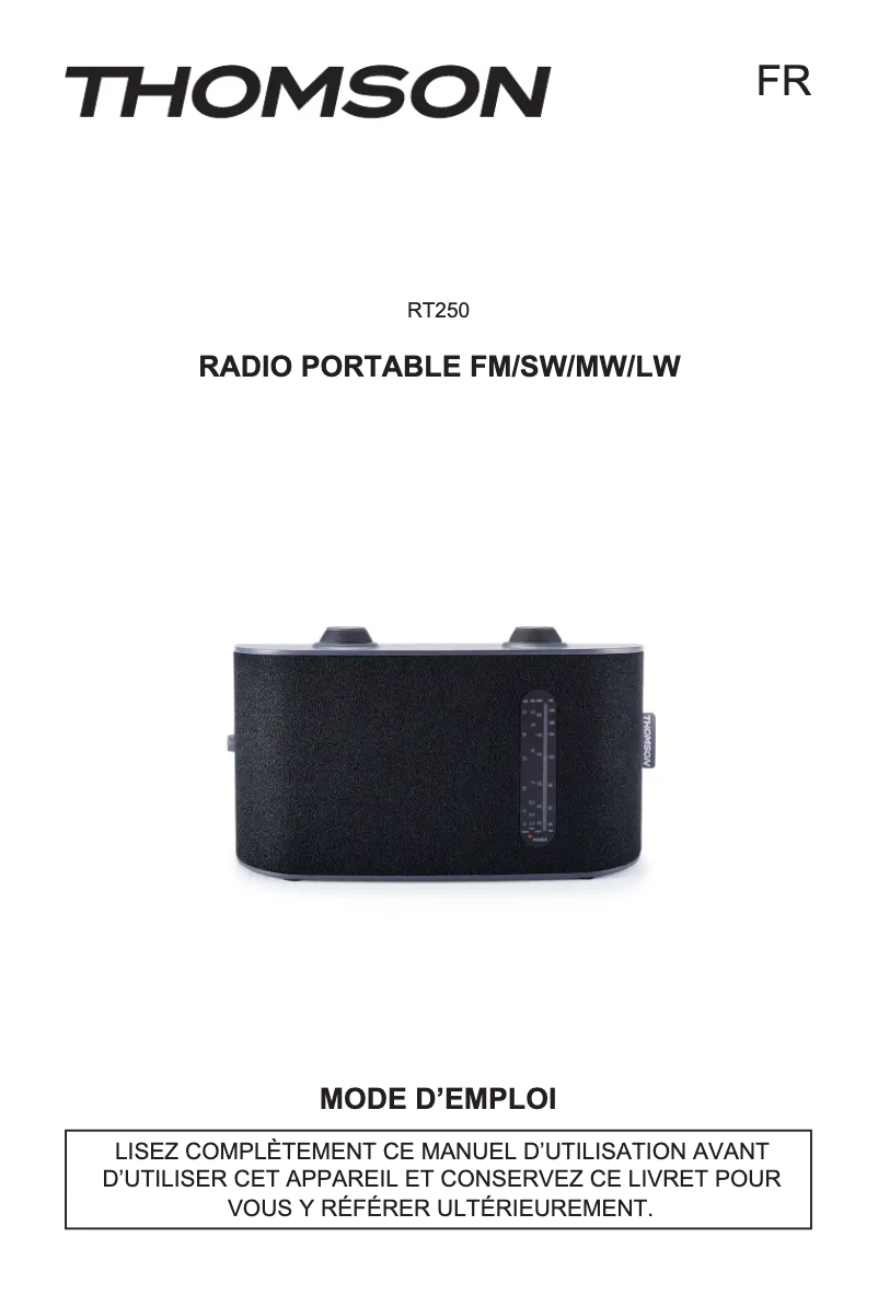 Page n°1 - Manuel utilisateur Thomson RT253