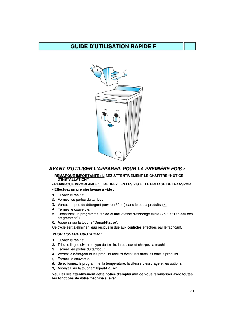 First page image of the manual for WAT Excellence 2255