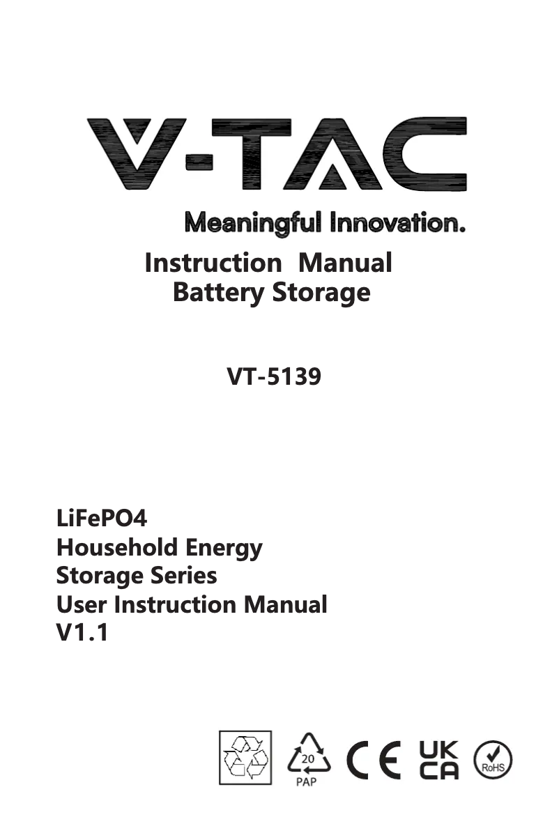 Page 1 of the manual User Manual V-TAC VT-5139