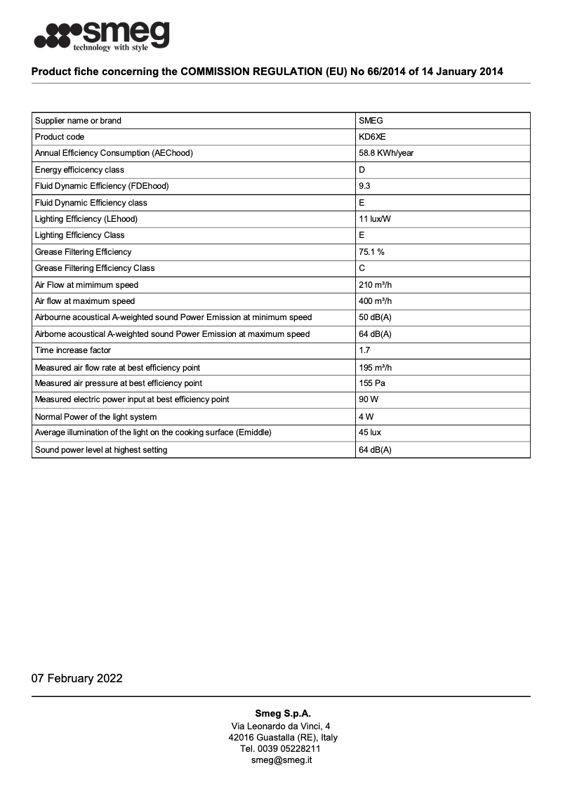 Page 1 de la notice Brochure Smeg KD6XE