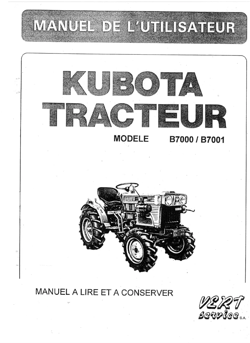 Page 1 de la notice Manuel utilisateur Kubota B7001